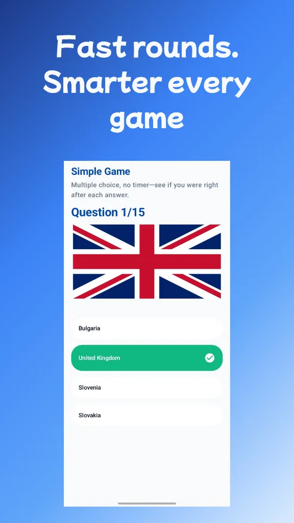 Fast rounds. Smarter every game - Flag Quiz Gameplay